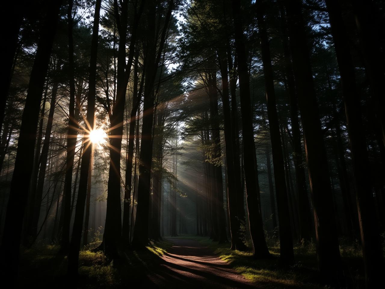Sunlit forest path